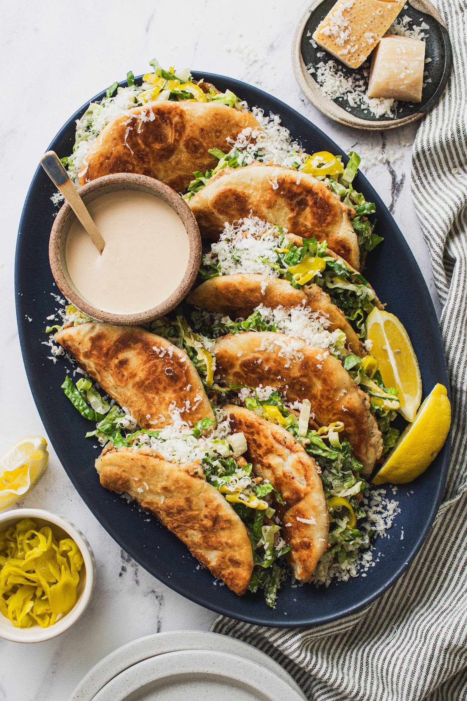 Chicken Caesar Smash Tacos with Homemade Caesar Sauce