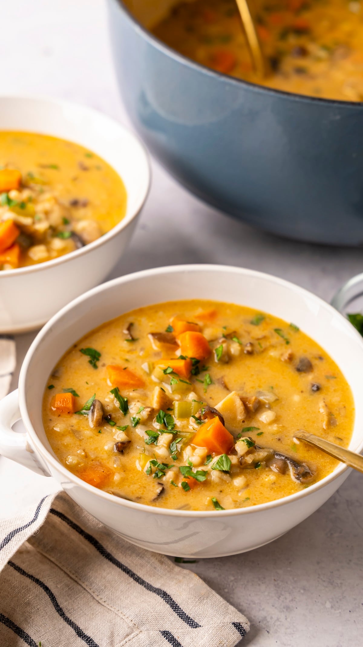 Hearty Mushroom Barley Soup with Sour Cream