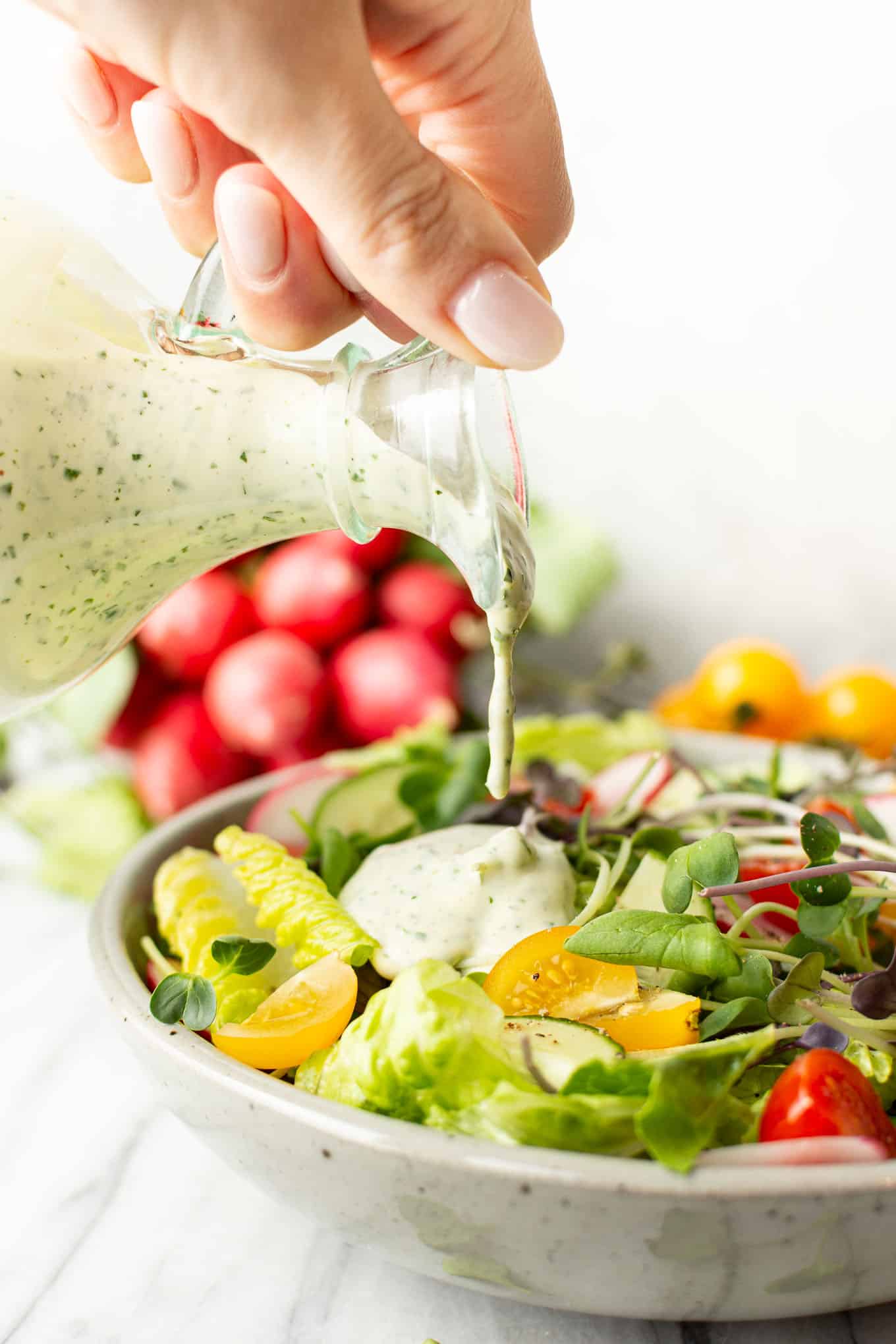 Homemade Green Goddess Dressing with Fresh Herbs