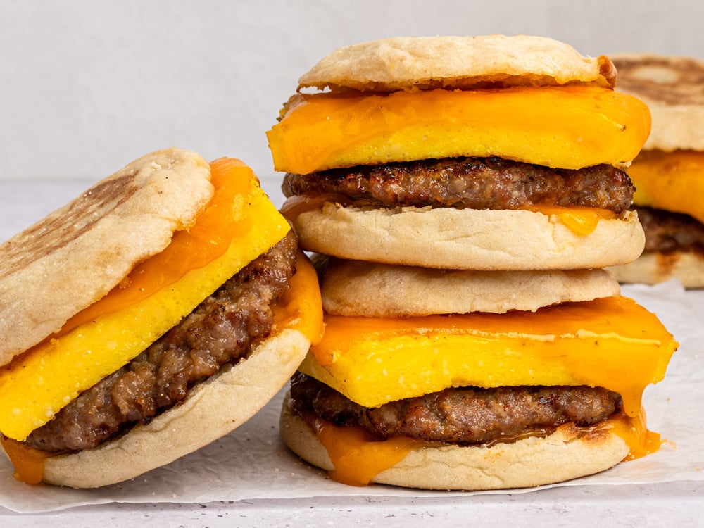 Homemade Sausage, Egg, and Cheese Breakfast Sandwiches