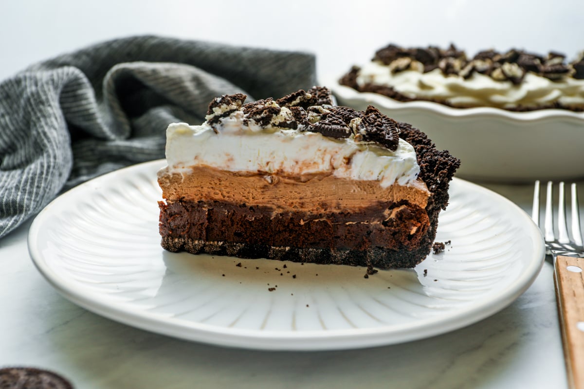 Mississippi Mud Pie with Oreo Crust and Chocolate Mousse