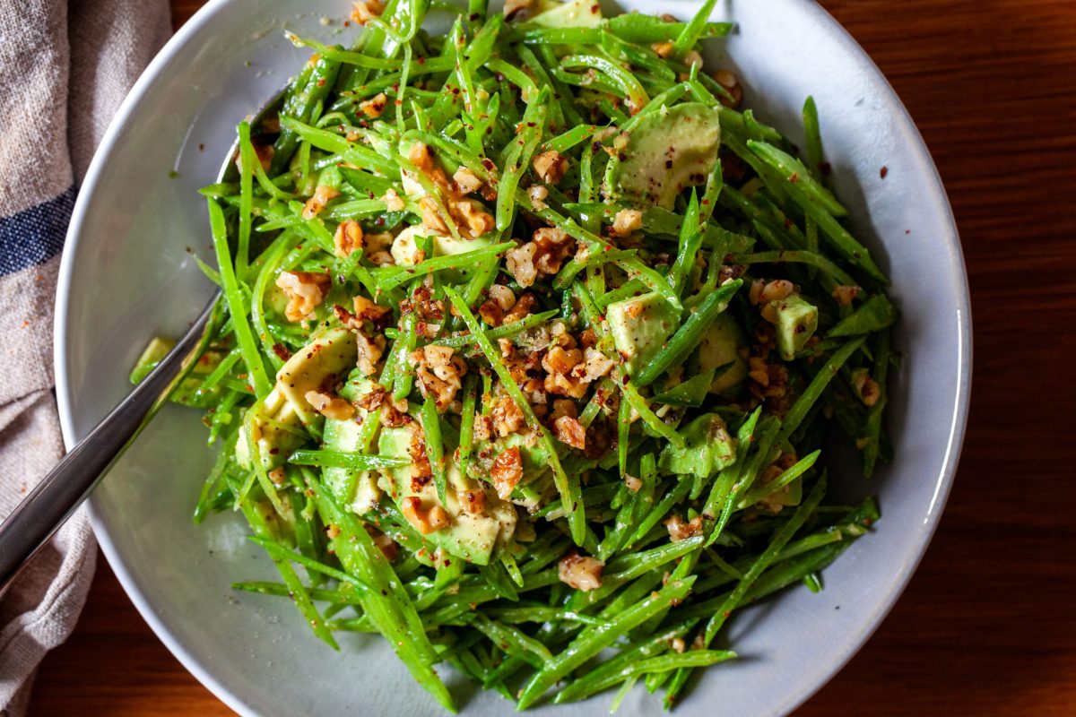 Snow Pea Salad with Avocado, Walnuts, and Lemon