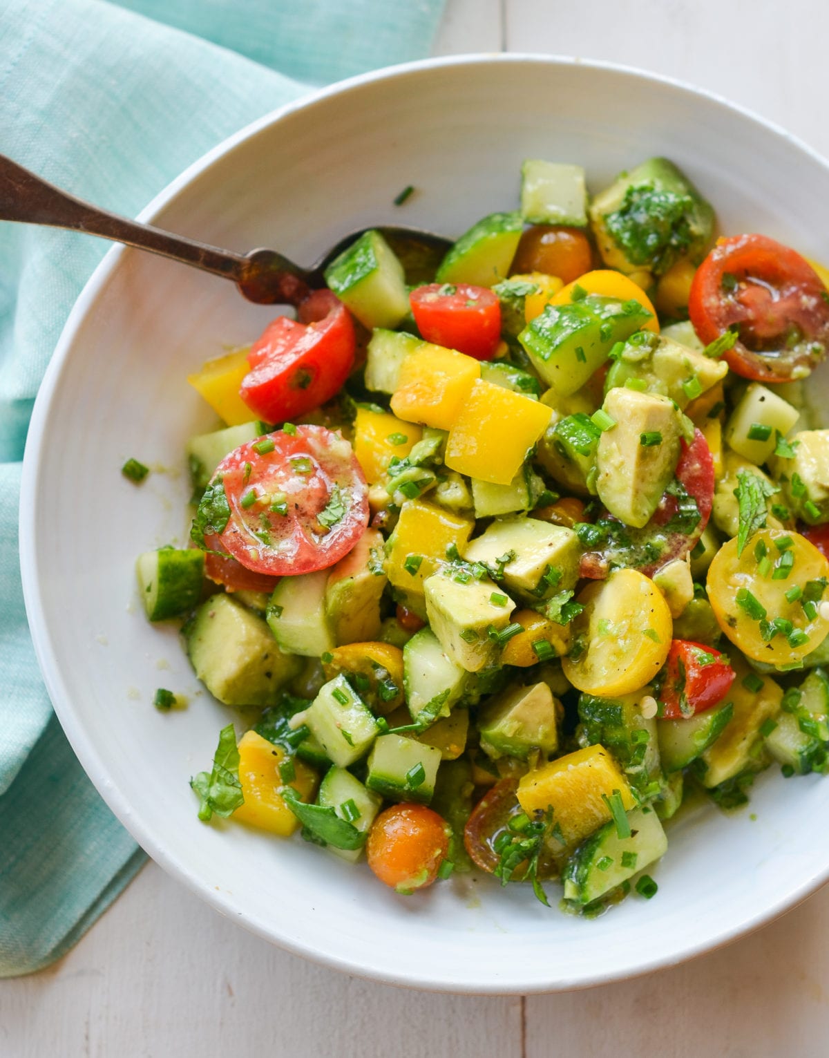 Summer Avocado Salad with Cherry Tomatoes and Tangy Vinaigrette