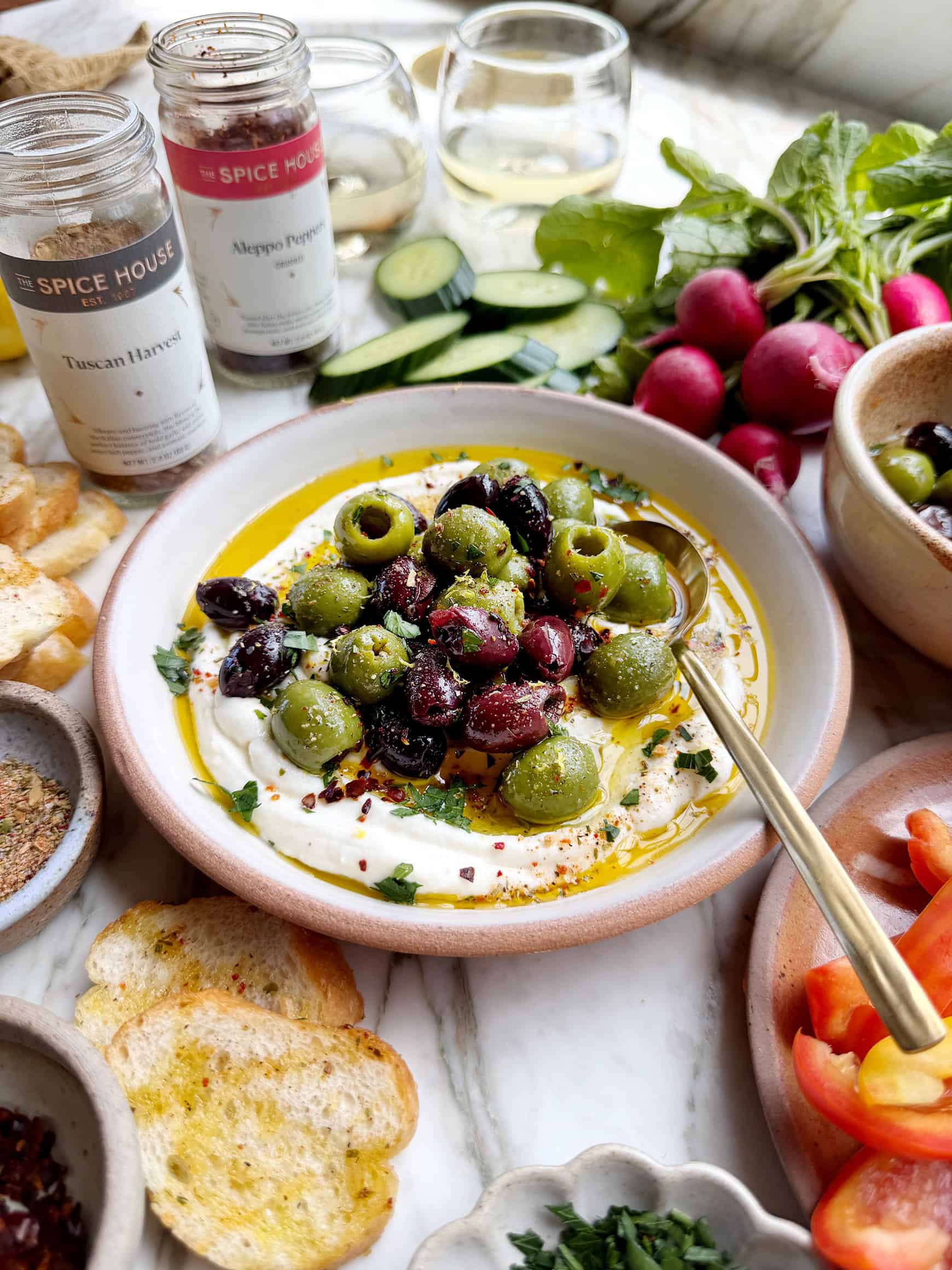 Tuscan Marinated Olives with Whipped Ricotta